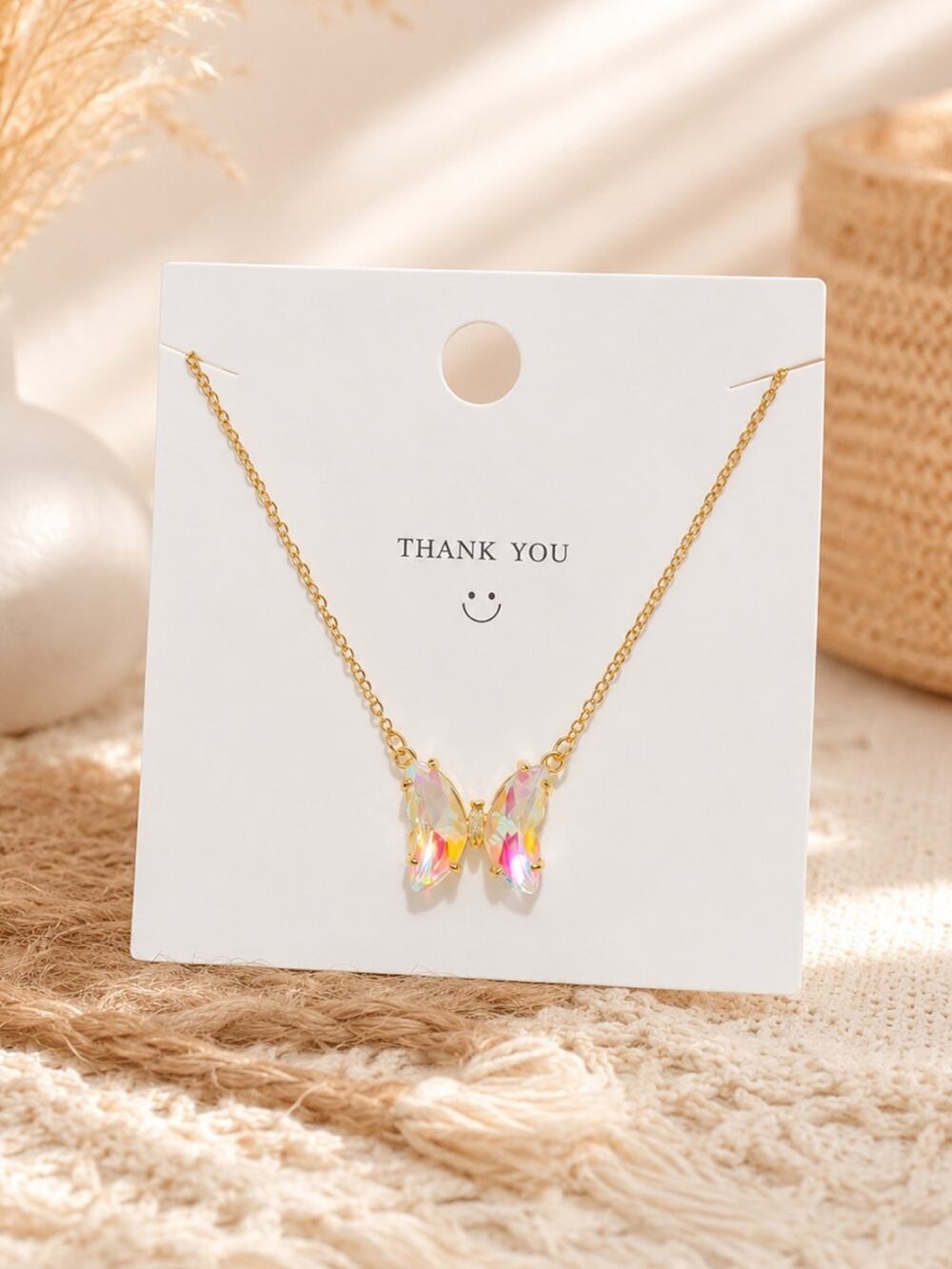 Butterfly Crystal Pendant Necklace | 18K Gold Plated Stainless Steel